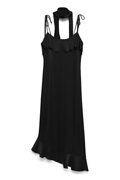 Vero Moda فستان Vmdiana H.Satin Blk Scf Fl. Dress Wvnexp