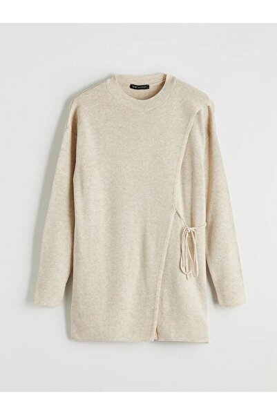 LC Waikiki Beige Crew Neck Women's Knitwear Tunic (S6)