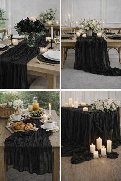 SOFT DEKOR Bohemian Table Runner Natural Beige Modern Home Decor Wedding Enga...