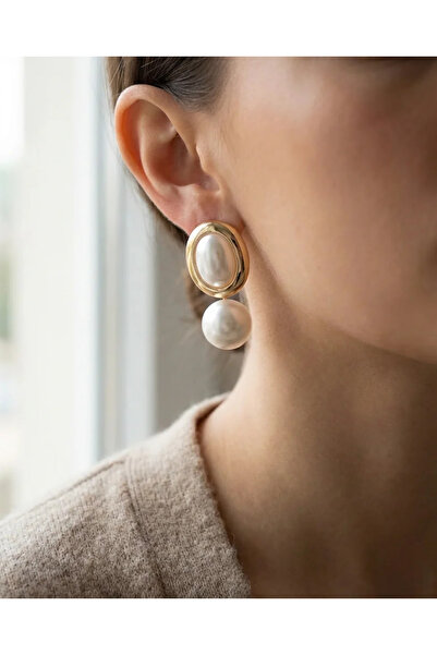 Dorvina Brass Anti-Tarnish Jewelry Gold Color 2 Pearls Vintage Women's Earrings