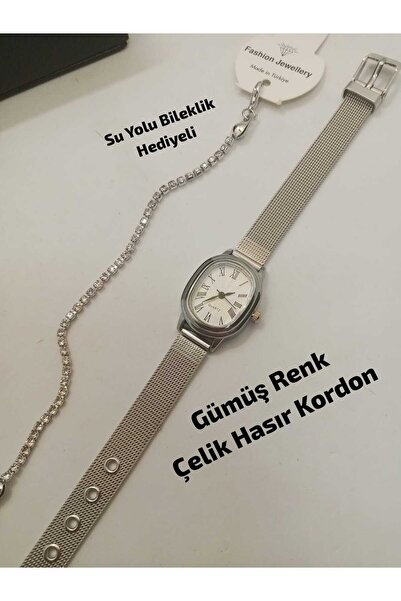 Brality Cartiar Model Gümüş Renk Çelik Hasır Kordon Gümüş Renk Kasa Kadın Kol...