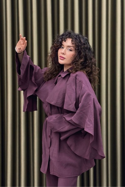 Safgiyim44 Double Set with Shoulder Ruffle Cape