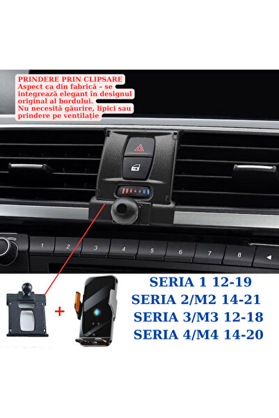 VELTROVA Suport telefon cu incarcare wireless 15W, prindere dedicata pentru B...