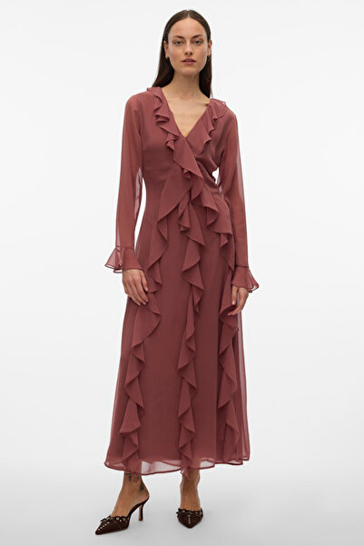 Vero Moda فستان Vmholly Ls Flounce Ankle Dress Wvn Ga