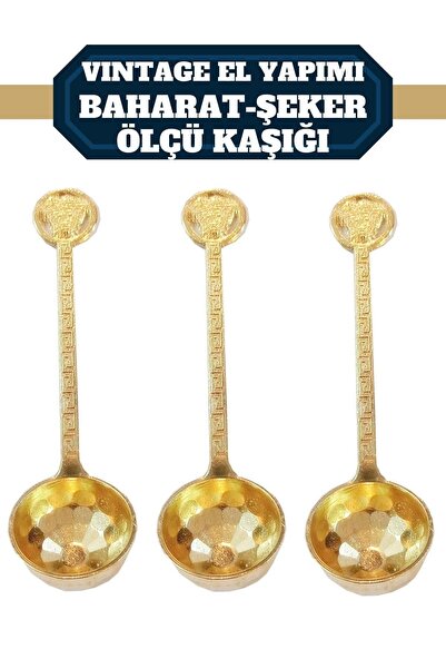 Creatividad Solutions Vintage El Yapımı Gold 3 Lü Şeker Ve Ölçü Kaşığı Seti 7...