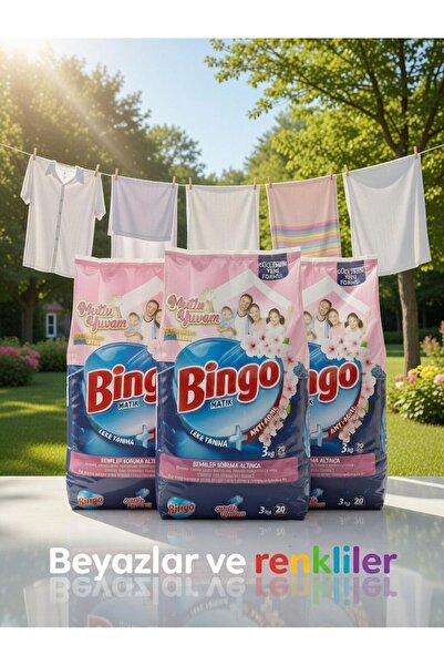 Bingo Matik Mutlu Yuvam Renkliler Ve Beyazlar Toz Çamaşır Deterjanı 3kg × 3 Adet