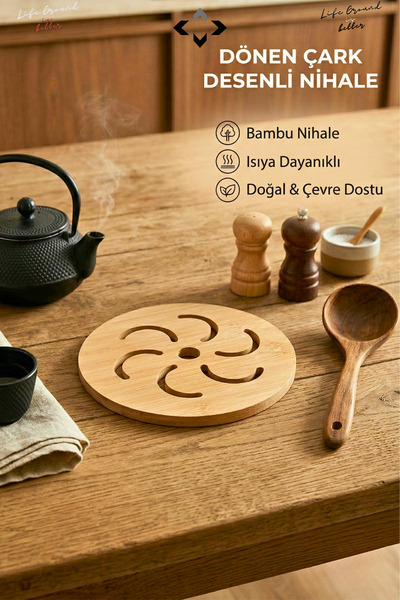 LİGROUND 100% Bamboo Nihale Rotating Wheel Patterned |   Heat Resistant Round...