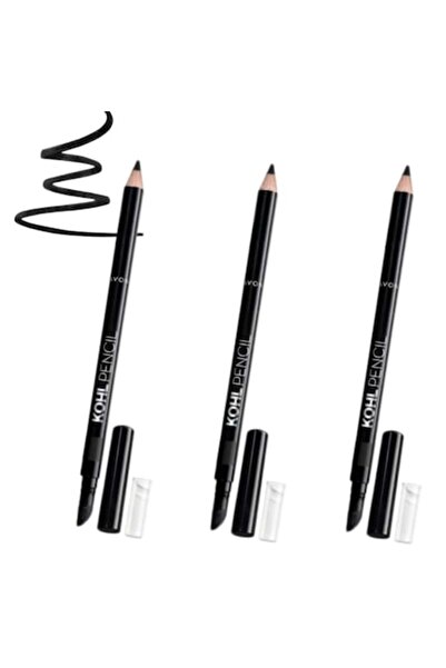AVON Set of 3 Eye Pencils with Sponge KOHL, Avon, True Black, 3 x 1.05g