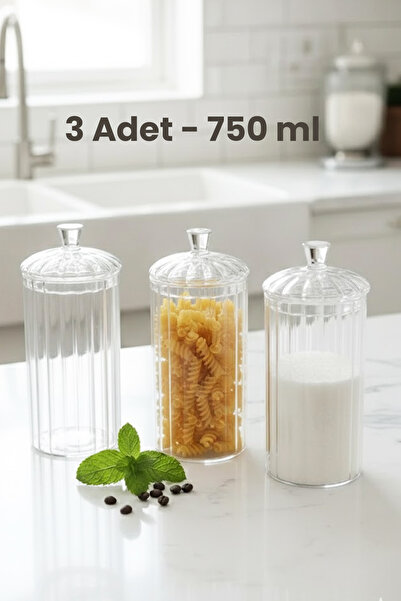 Ela&Elis Averna Glass Storage Container – Tea Coffee Beans Jar 750 Ml-3 Pieces