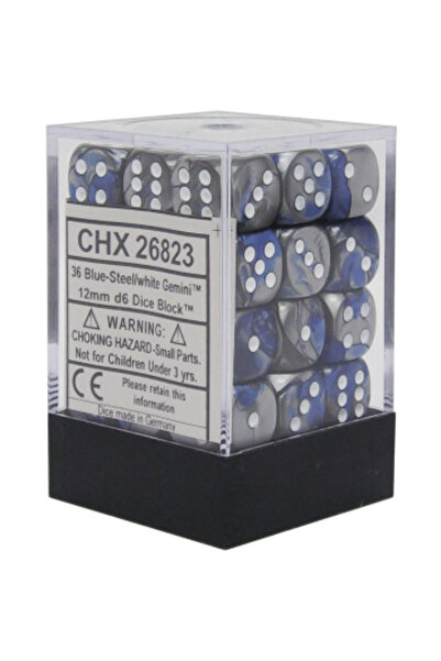 Chessex Gemini 12mm d6 Dice Blocks with pips Dice Blocks (36 Dice) - Blue-Ste...