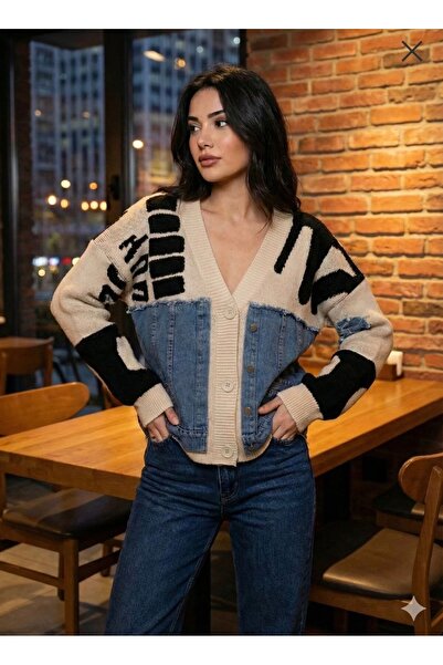 moda rüyası Robin Denim Detailed Design Cardigan