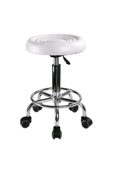 ZoePRO COOL Scaun hidraulic pe roți, alb, scaun rotativ pentru salon, cosmeti...