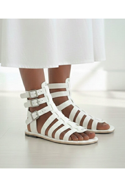 Bostini Genuine Leather Boots Short Gladiator Sandals