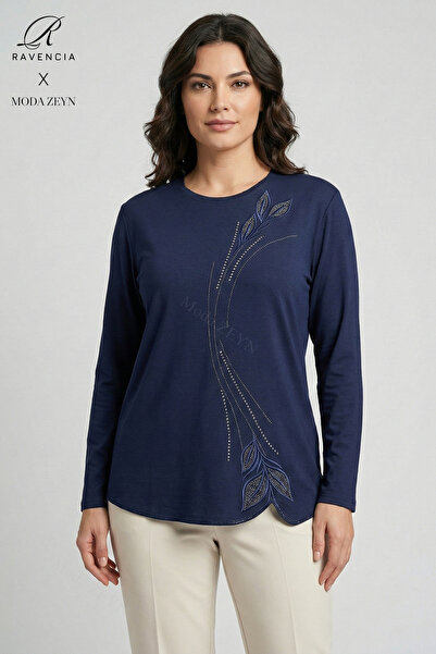 Ravencia Women's Drop Leaf Pattern Collar and Skirt Stone Embroidered Y Slit ...