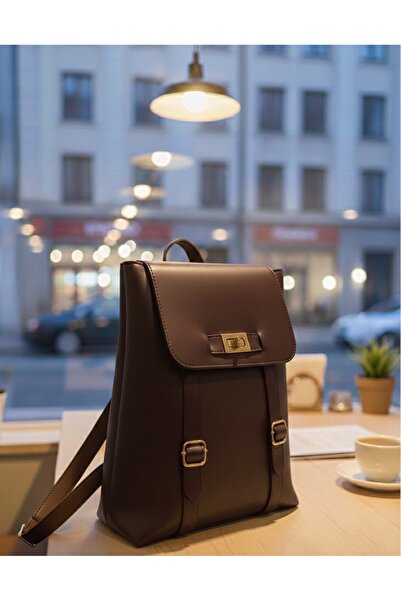 Elory Grace Women's Brown Faux Leather Backpack - Vintage Cover School and Da...