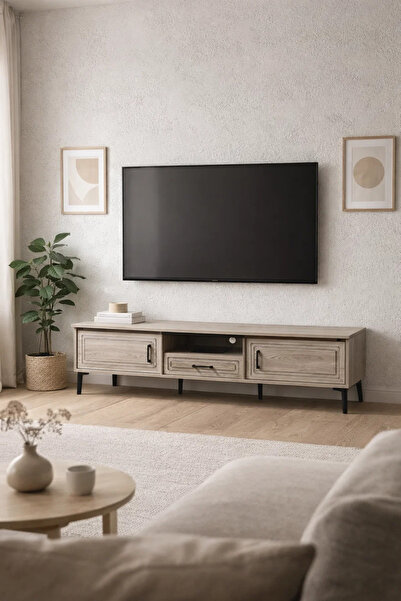 MARIA HOMES Modern Wooden TV Unit Media Stand Console with Drawer and Storage...