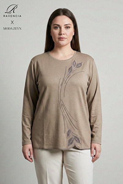 Ravencia Women's Drop Leaf Pattern Collar and Skirt Stone Embroidered Y Slit ...