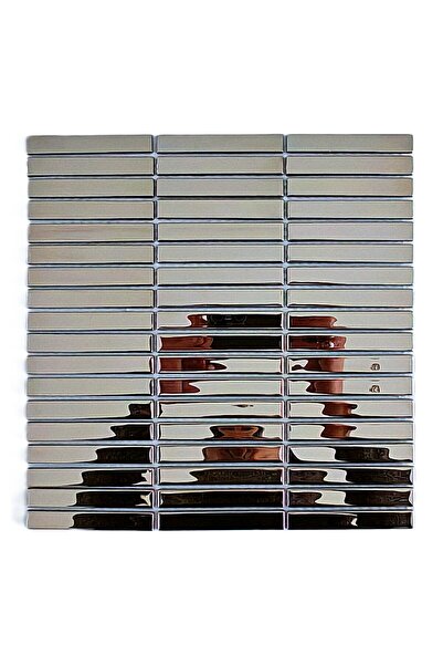 MozaiKristaL Mutfak tezgah arası ve iç dekorasyon için 15x98mm. Gümüş Krom, 3...