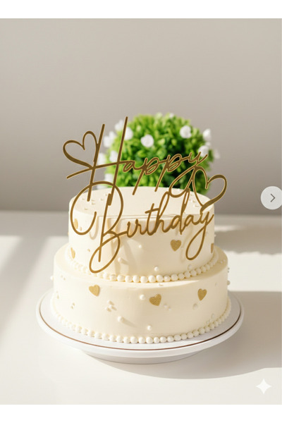 GOLDCENTER HAPPY BİRTHDAY KALPLİ PASTA ORTA YAZISI