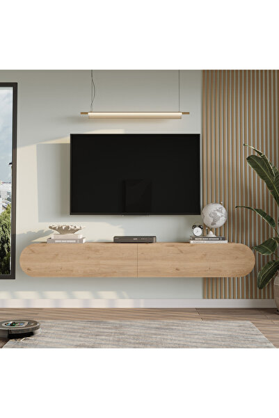 Yurupa Lumos 180 cm Oval Kapaklı Tv Ünitesi Modern Duvara Monte Tv Sehpası Se...