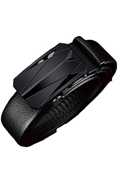 OEM Black Leather Belt with Automatic Closure, 120 cm