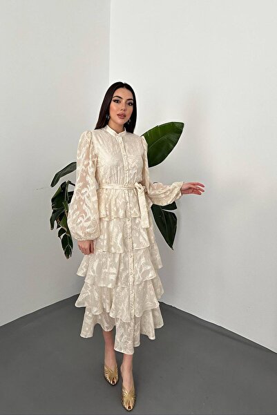 Hollyhocks Rochie în jacard straturi