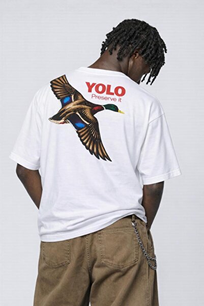 YOLO STREET YOLO Preserve IT Τυπωμένο Oversize Λευκό T-Shirt 100% βαμβάκι Unisex