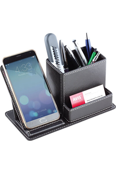 mercanpromosyon Deri Masaüstü Organizer - Telefon Standlı ve Kalemlikli Sümen...