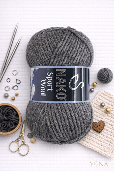 NAKO Sport Wool Thick Knitting Yarn 25% Y Wool 193 Dark Gray Melange