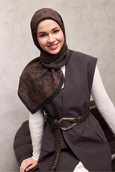 Silk Home Viscose Velora Scarf Four Seasons Baroque Floral Pattern Dark Espre...