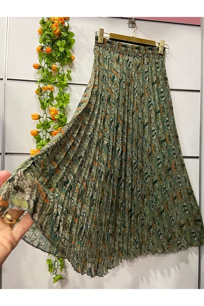 edu collection Patterned Chiffon Bell Skirt with Lining