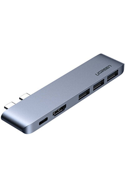Ugreen CM251 conectare Macbook Pro / Macbook Air 2 x USB Type-c USB 3.0 x 3 gri