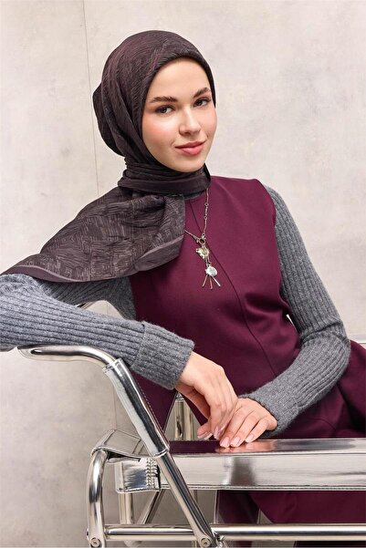 Silk Home Φουλάρι Βισκόζης Βελόρα με Σχέδιο Λαβύρινθου Σκούρου Βιζόν με Σταθε...