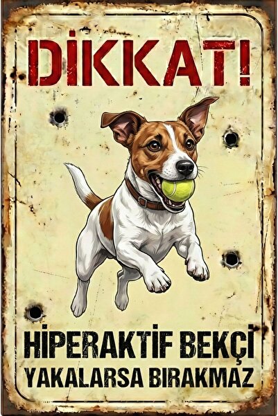Iron Paws Dikkat Köpek Var - Jack Russell Terrier Uyarı Levhası - Paslanmaz M...