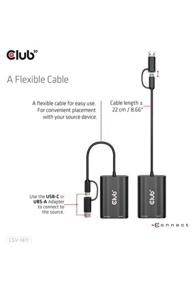 Club 3D Club3D CSV-1611 USB GEN1 TIP-C/-A LA DUAL HDMI™ (4K/30HZ) / VGA (1080...