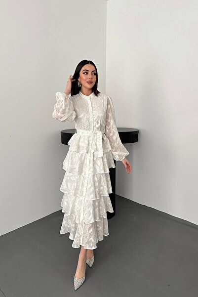 Hollyhocks Rochie în jacard straturi