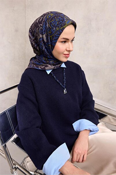 Silk Home Κασκόλ Viscon Velora Four Seasons Antique Pattern Midnight Blue 90x90