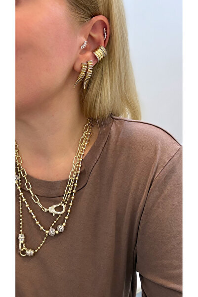 Finery by Nerrs Two Color Design Earrings with Curved Zircon Stones