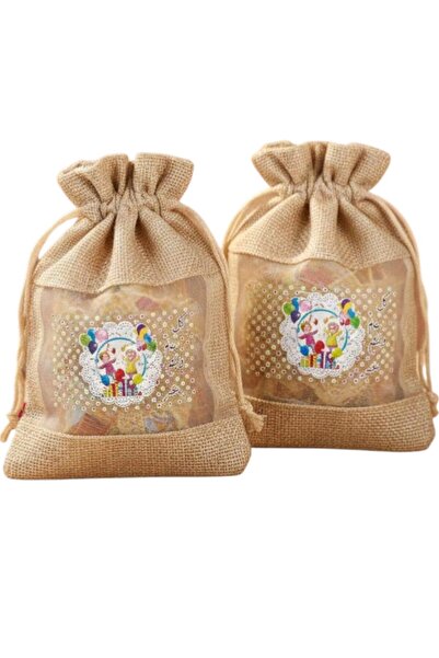 Toybox أكياس هدايا عيد مبارك، أكياس قماشية برباط لتوزيع الحلويات، 4 قطع