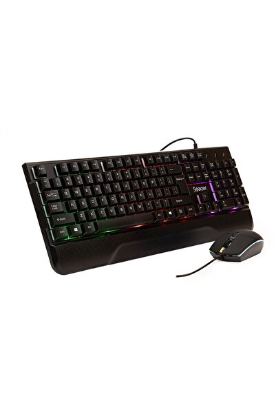 Spacer KIT gaming USB INVICTUS, tastatura RGB rainbow + mouse optic 7 culori,...