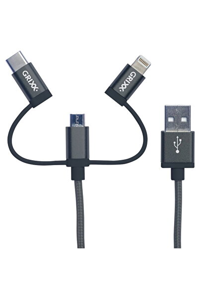 Grixx Cablu date Optimum - 3 in 1 Micro USB/USB-C/8-pin Apple MFI License, im...