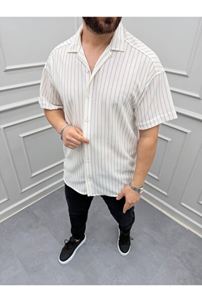 The Hench Men's Ottoman Fabric Striped Short Sleeve Shirt