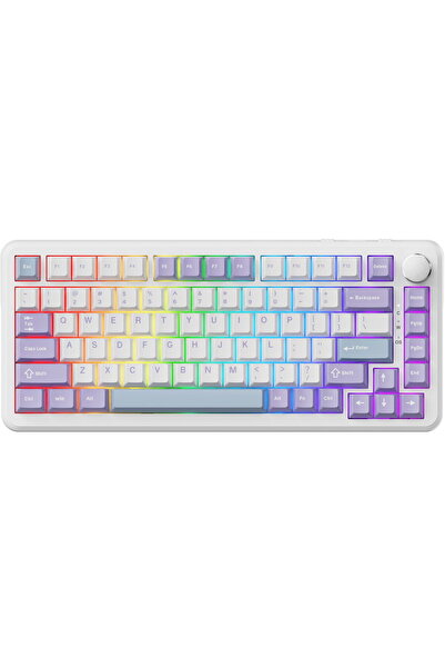 Ajazz AK820MAX-WM-PWB, USB-C, Layout US, Alb