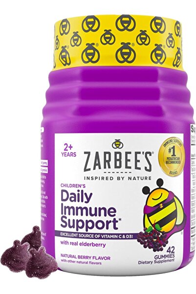 Zarbees Zarbee’s Kids Elderberry Immune Support Supplement Gummies, Vit A C D...