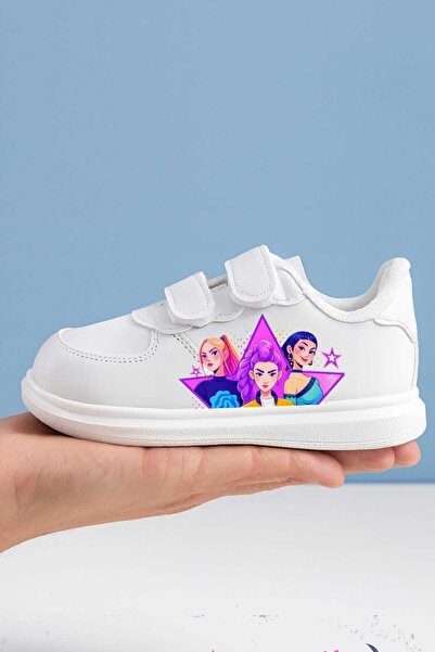 lias desing Star Singer Girls cu imprimeu pantofi sport albi pentru copii sne...