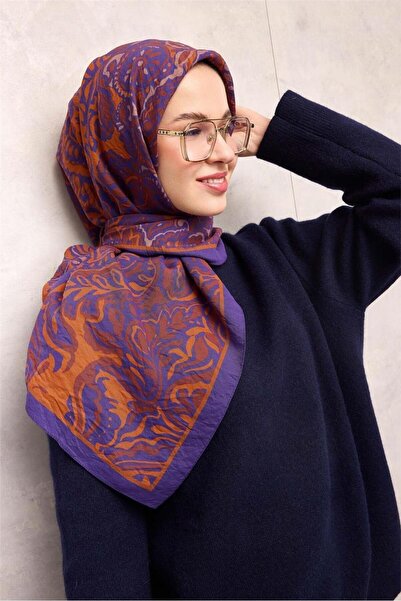 Silk Home Φουλάρι Βισκόζης Βελόρα με Αντίκα Σχέδια Βιολετί και Κομψό Σχέδιο 9...