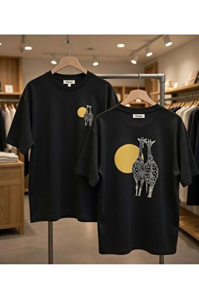 playwear Tricou cu decolteu rotund, cu imprimeu Girafe Dolunay pe spate și pi...