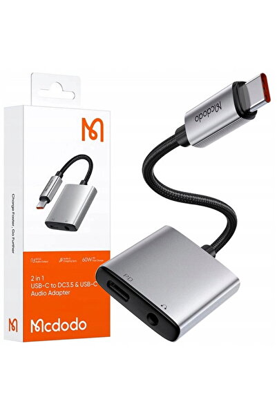 Mcdodo Adaptor Audio 2 in 1 USB-C la USB-C +DC3.5mm, Fast Charge, 60W PD, Negru