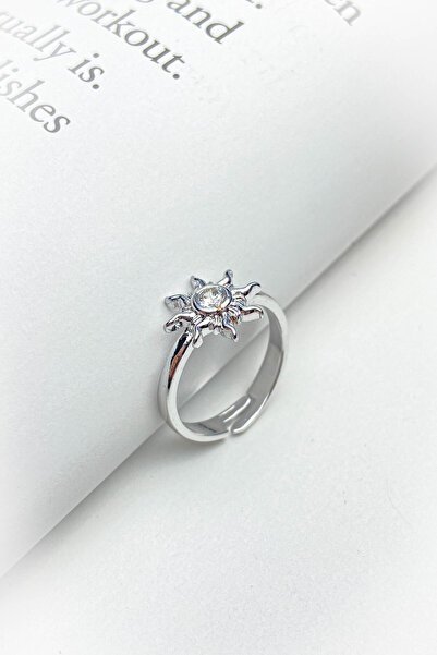 roshel Steel Single Stone Sun Ring