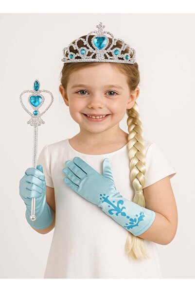 Rally Princess Dress-Up Accessories Set for Girls – Silver Crown with Blue Ge...